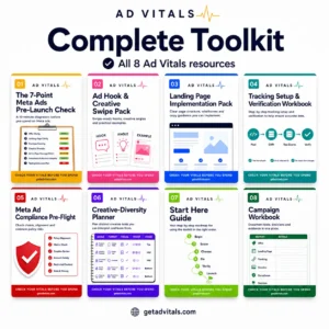 Ad Vitals Complete Toolkit with all eight Meta ads PDF resources